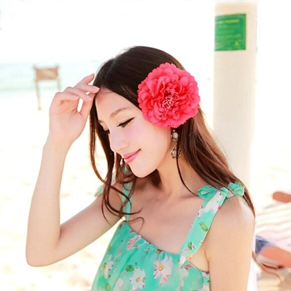 Women\'s Bohemian Peony Flower Hairpins 4pcs Hair Clips Brooches for Festivals main image 5